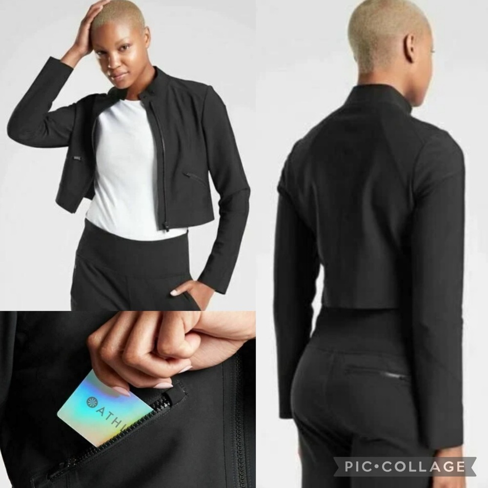 Athleta Cropped Mock Neck Moto Jacket
